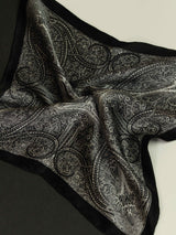 Black & Grey Paisley Silk Pocket Square - TOSSIDO
