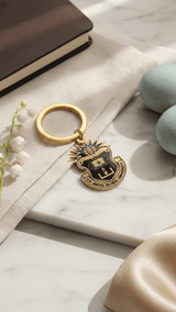 Black on Gold JGU Crest Laminated Keychain - TOSSIDO