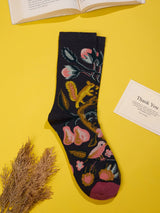 Black Orchard Bird Socks - TOSSIDO