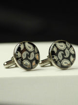 Black Paisley Cufflinks - TOSSIDO