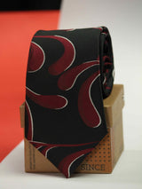 Black paisley necktie in woven microfiber, close-up