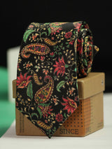 Black Paisley Printed Necktie - TOSSIDO
