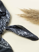 Black Paisley Printed Satin Neckerchief - TOSSIDO