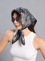 Black Paisley Short Scarf - TOSSIDO