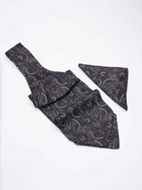 Black Paisley Woven Ascot & Pocket Square - TOSSIDO