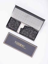 Black Paisley Woven Ascot & Pocket Square - TOSSIDO
