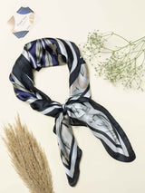 Black Printed Satin Neckerchief - TOSSIDO