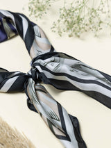 Black Printed Satin Neckerchief - TOSSIDO