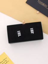 Black & Silver Stripe Cufflinks - TOSSIDO