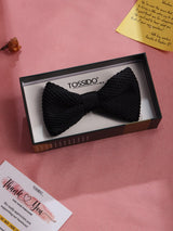 Black Solid Knitted Bowtie - TOSSIDO