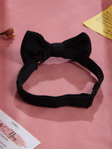 Black Solid Knitted Bowtie - TOSSIDO