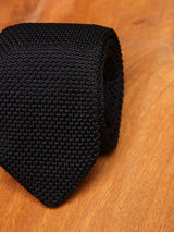 Black Solid Knitted Necktie - TOSSIDO