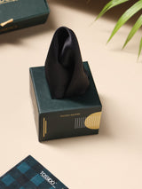 Black Solid Silk Pocket Square - TOSSIDO