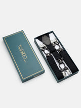 Black Solid Suspender with Vegan Leather patch - TOSSIDO