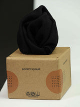 Black Solid Wool Pocket Square - TOSSIDO