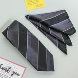 Black Stripe Necktie & Pocket Square Giftset - TOSSIDO
