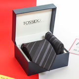 Black Stripe Necktie & Pocket Square Giftset - TOSSIDO