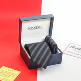 Black Stripe Necktie & Pocket Square Giftset - TOSSIDO