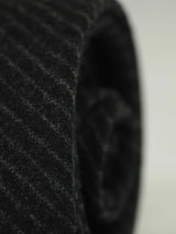 Black Stripe Wool Skinny Necktie - TOSSIDO
