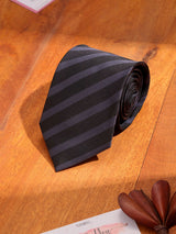 Black Stripe Woven Necktie - TOSSIDO