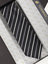 Black Striped Broad Necktie - TOSSIDO