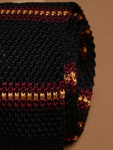 Black Stripes Silk Knitted Necktie - TOSSIDO