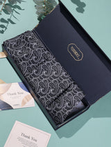 Black & White Paisley Woven Cravat & Pocket Square Set - TOSSIDO