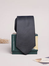 Black & White Stripe Skinny Necktie - TOSSIDO