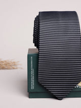 Black & White Stripe Skinny Necktie - TOSSIDO