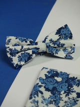 Blooming Cobalt Bowtie & Pocket Square Set - TOSSIDO