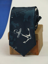 Blue Anchor Print Necktie - TOSSIDO