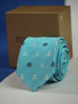 Blue Anchor Slim Necktie - TOSSIDO