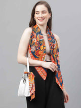 Blue And Orange Paisley Scarf & Scarf Bag Set - TOSSIDO