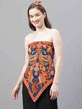 Blue And Orange Paisley Scarf & Scarf Bag Set - TOSSIDO