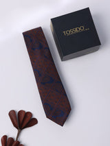 Blue & Brown Check Skinny Necktie - TOSSIDO