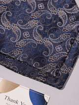 Blue & Brown Paisley Woven Ascot & Pocket Square - TOSSIDO