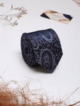 Blue & Brown Paisley Woven Silk Necktie - TOSSIDO