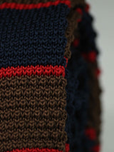 Blue & Brown Stripe Knitted Necktie - TOSSIDO