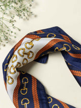 Blue Chain Link Printed Satin Neckerchief - TOSSIDO