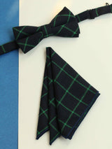 Blue Check Bowtie & Pocket Square Set - TOSSIDO