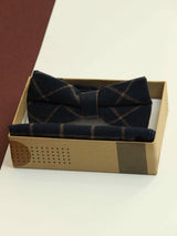 Blue Check Bowtie & Pocket Square Set - TOSSIDO