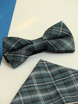 Blue Check Bowtie & Pocket Square Set - TOSSIDO