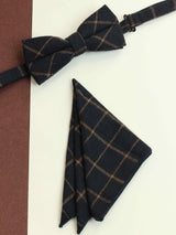 Blue Check Bowtie & Pocket Square Set - TOSSIDO