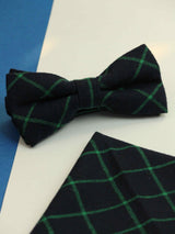 Blue Check Bowtie & Pocket Square Set - TOSSIDO