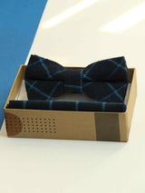 Blue Check Bowtie & Pocket Square Set - TOSSIDO