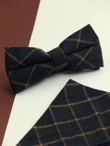 Blue Check Bowtie & Pocket Square Set - TOSSIDO