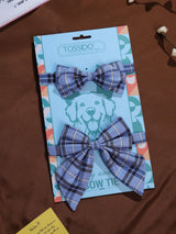 Blue Check Bowtie Set for Men and Dogs - TOSSIDO