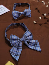 Blue Check Bowtie Set for Men and Dogs - TOSSIDO