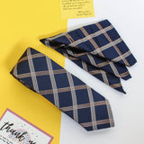 Blue Check Necktie & Pocket Square Giftset - TOSSIDO