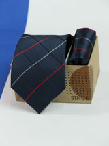 Blue Check Necktie & Pocket Square Giftset - TOSSIDO